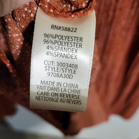 MAX STUDIO ACCORDION CRINKLED BURNT ORANGE BLOUSE SZ M - Picture 6 of 6
